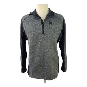 Spyder Black Gray Men's Outbound Stryke Fleece Core Sweater 1/4 Zip XL